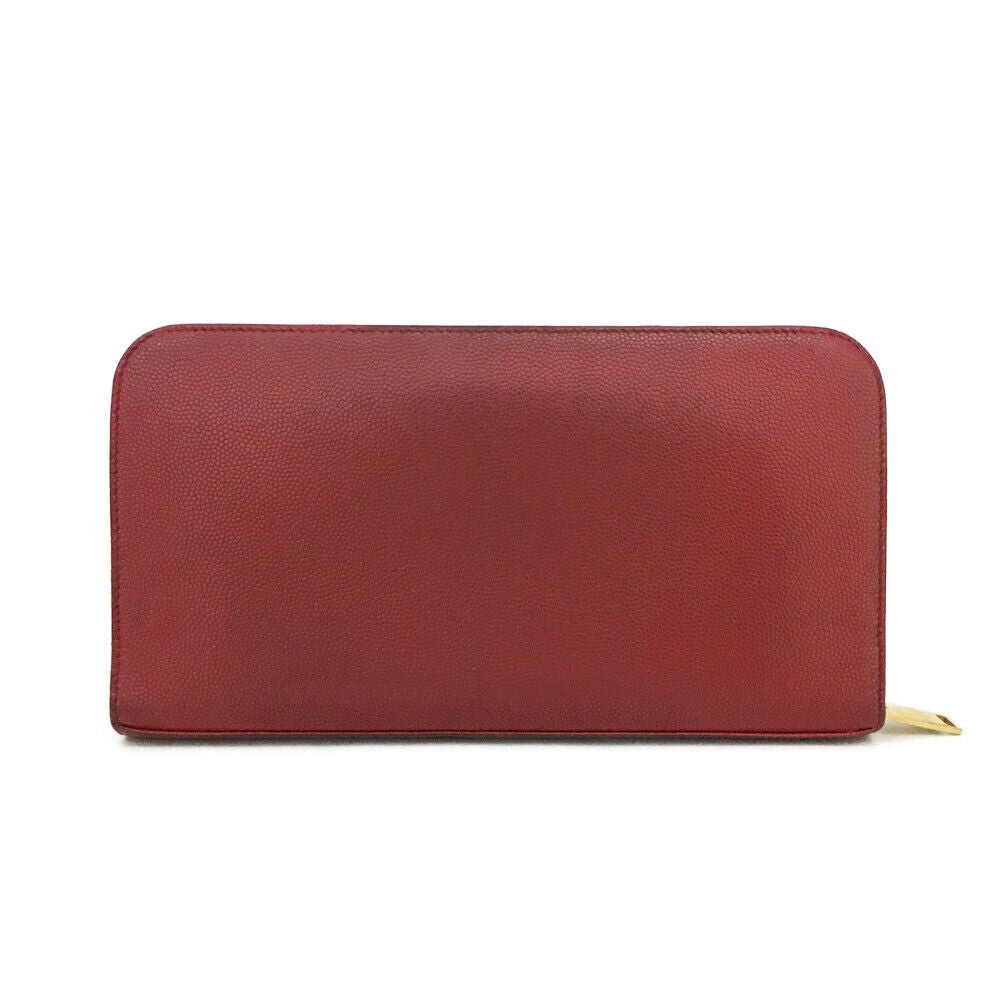 SAINT LAURENT Calfskin Classic Zip Around Continental Wallet Rouge Orient