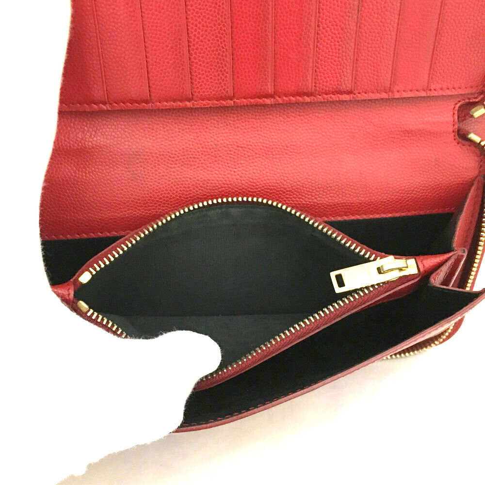 SAINT LAURENT Calfskin Classic Zip Around Continental Wallet Rouge Orient
