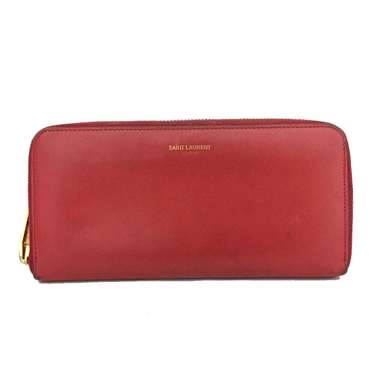 SAINT LAURENT Calfskin Classic Zip Around Continental Wallet Rouge Orient