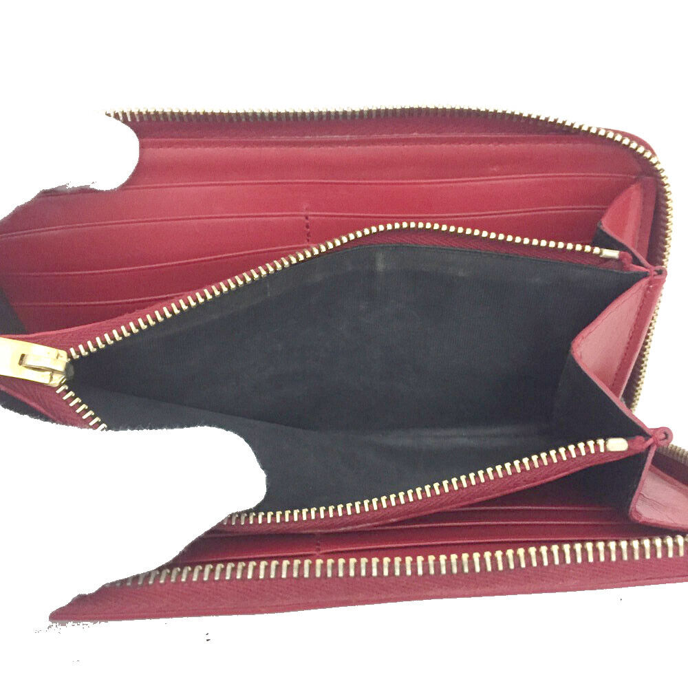 SAINT LAURENT Calfskin Classic Zip Around Continental Wallet Rouge Orient