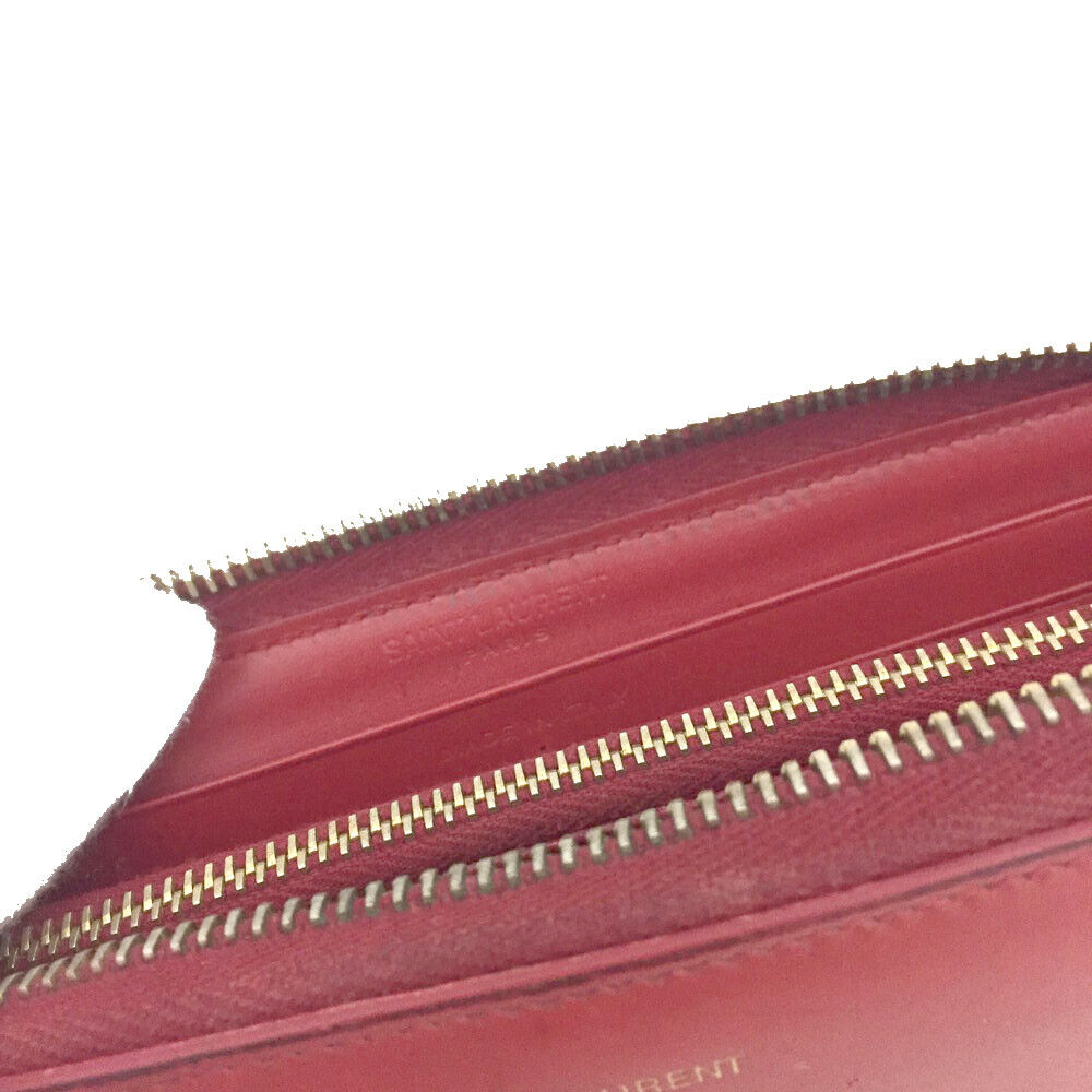 SAINT LAURENT Calfskin Classic Zip Around Continental Wallet Rouge Orient
