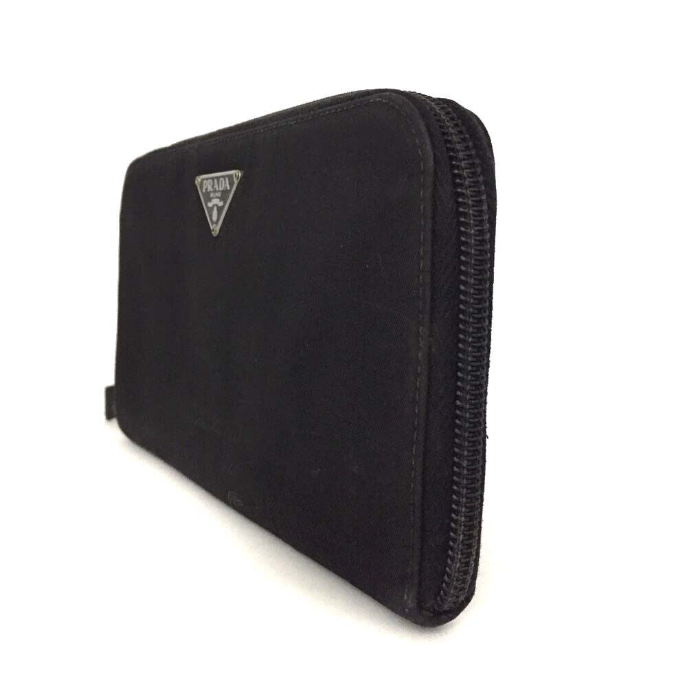 PRADA Tessuto Nylon Zip Around Wallet Nero Black