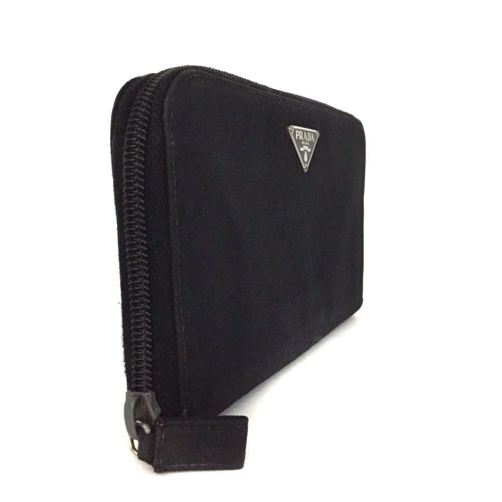 PRADA Tessuto Nylon Zip Around Wallet Nero Black