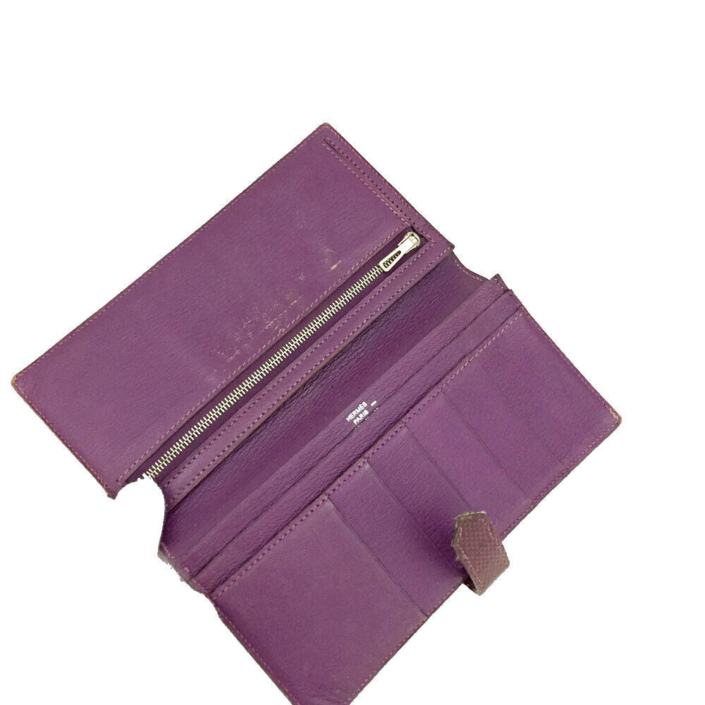 HERMES Lizard Bearn Gusset Wallet Violet