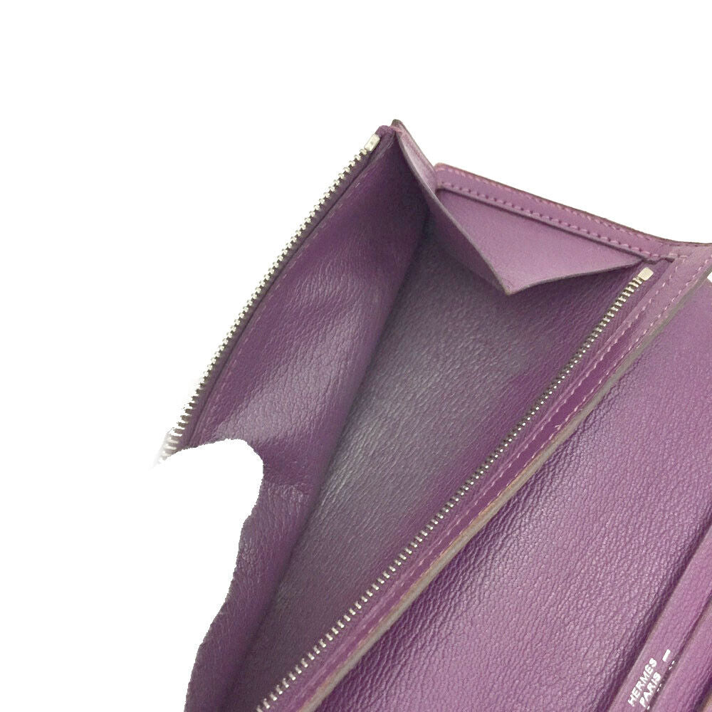 HERMES Lizard Bearn Gusset Wallet Violet