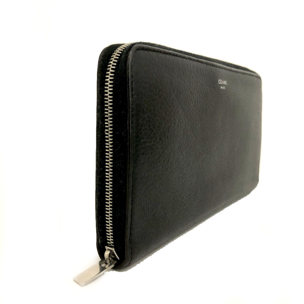 CELINE Calfskin Large Zip Around Multifunction Wallet Black Citron