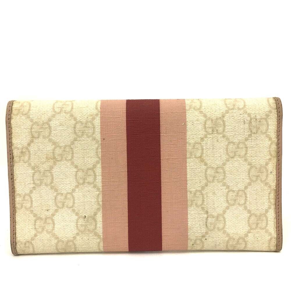 GUCCI GG Supreme Bi Folded Compact Wallet Pink and Beige