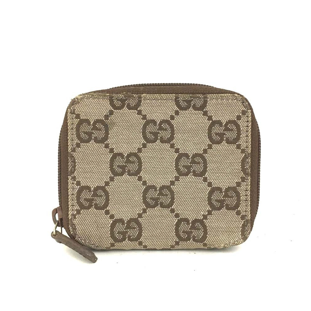 GUCCI Monogram Zip Lovely Coin Purse Brown