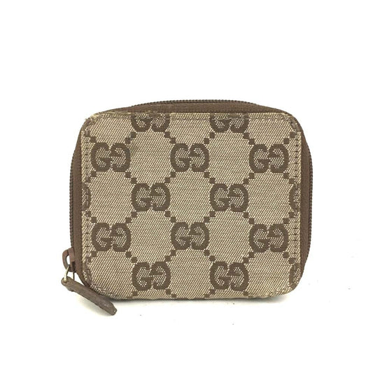 GUCCI Monogram Zip Lovely Coin Purse Brown