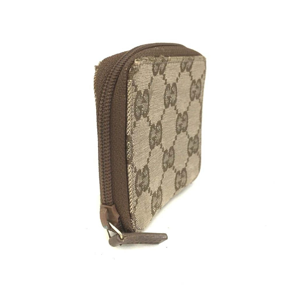 GUCCI Monogram Zip Lovely Coin Purse Brown