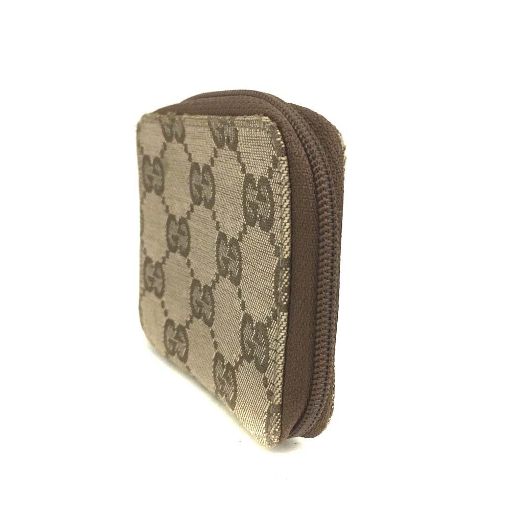 GUCCI Monogram Zip Lovely Coin Purse Brown
