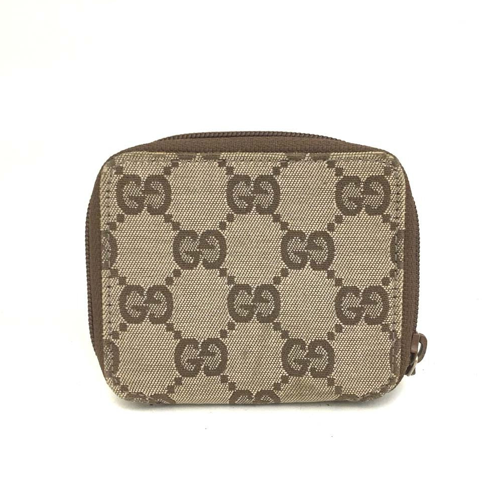 GUCCI Monogram Zip Lovely Coin Purse Brown