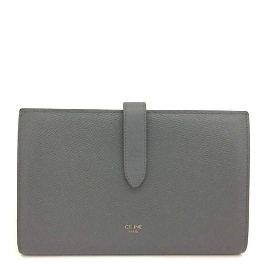 CELINE Grained Calfskin Medium Multifunction Strap Wallet Gray