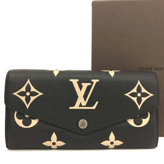 Louis Vuitton  Monogram Empreinte Giant Sarah Wallet Black Beige CA0221