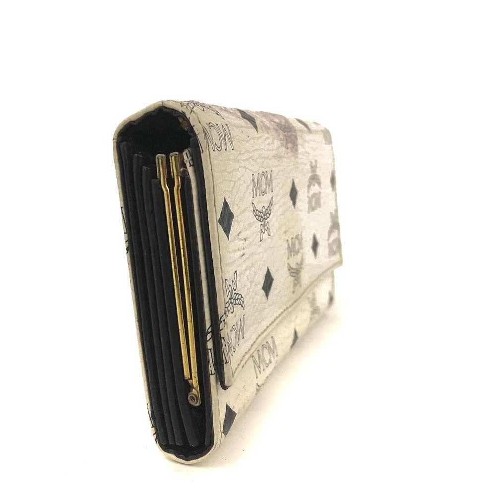PRE-ORDER MCM Logo Visetos Leather Long Bifold Wallet White