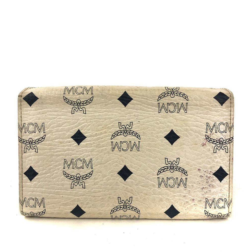 PRE-ORDER MCM Logo Visetos Leather Long Bifold Wallet White