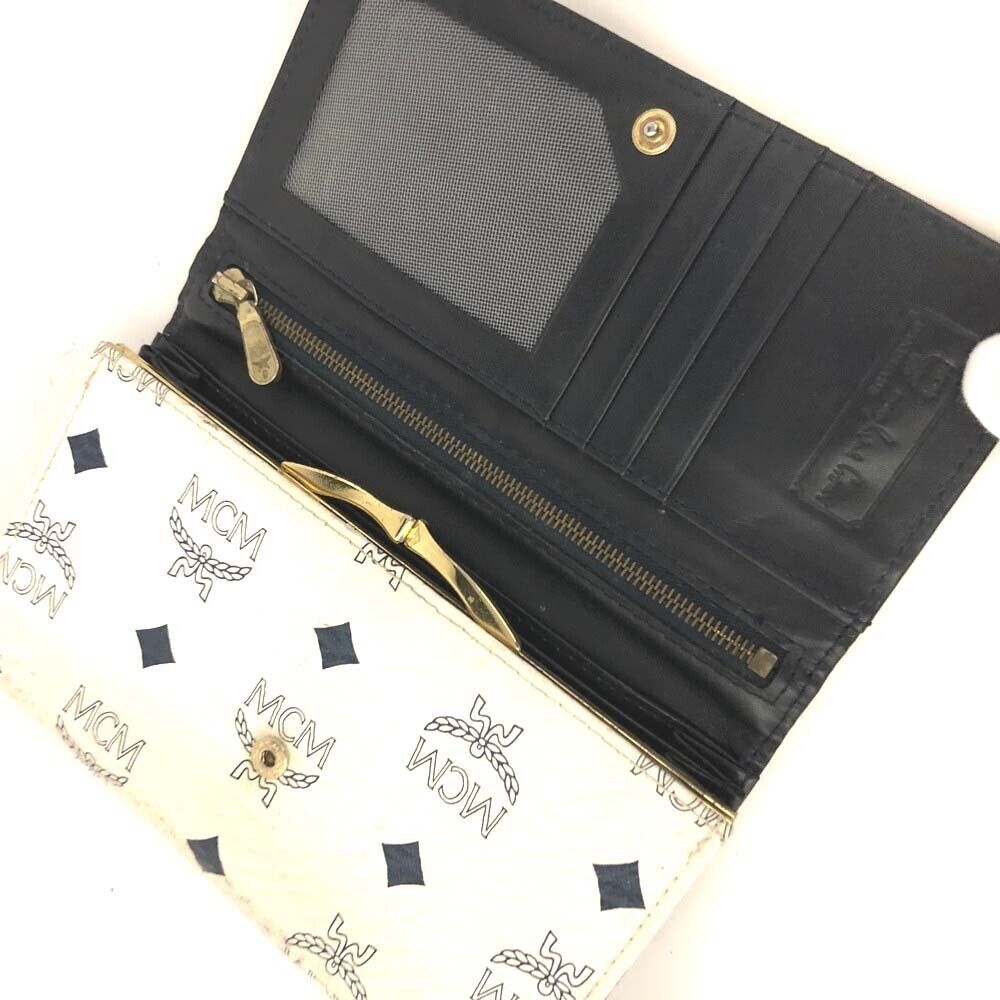 PRE-ORDER MCM Logo Visetos Leather Long Bifold Wallet White