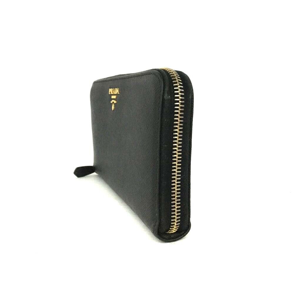 PRADA Saffiano Zip Around Wallet Black