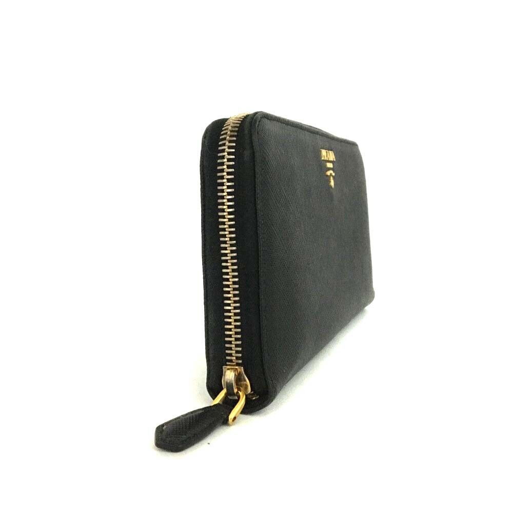 PRADA Saffiano Zip Around Wallet Black