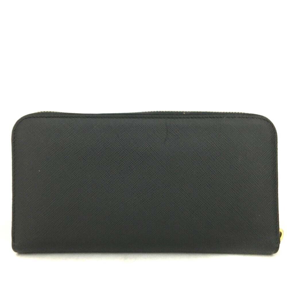 PRADA Saffiano Zip Around Wallet Black