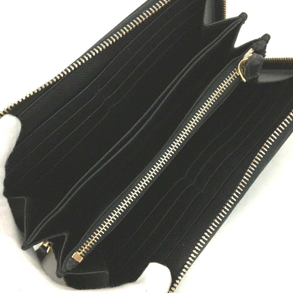 PRADA Saffiano Zip Around Wallet Black