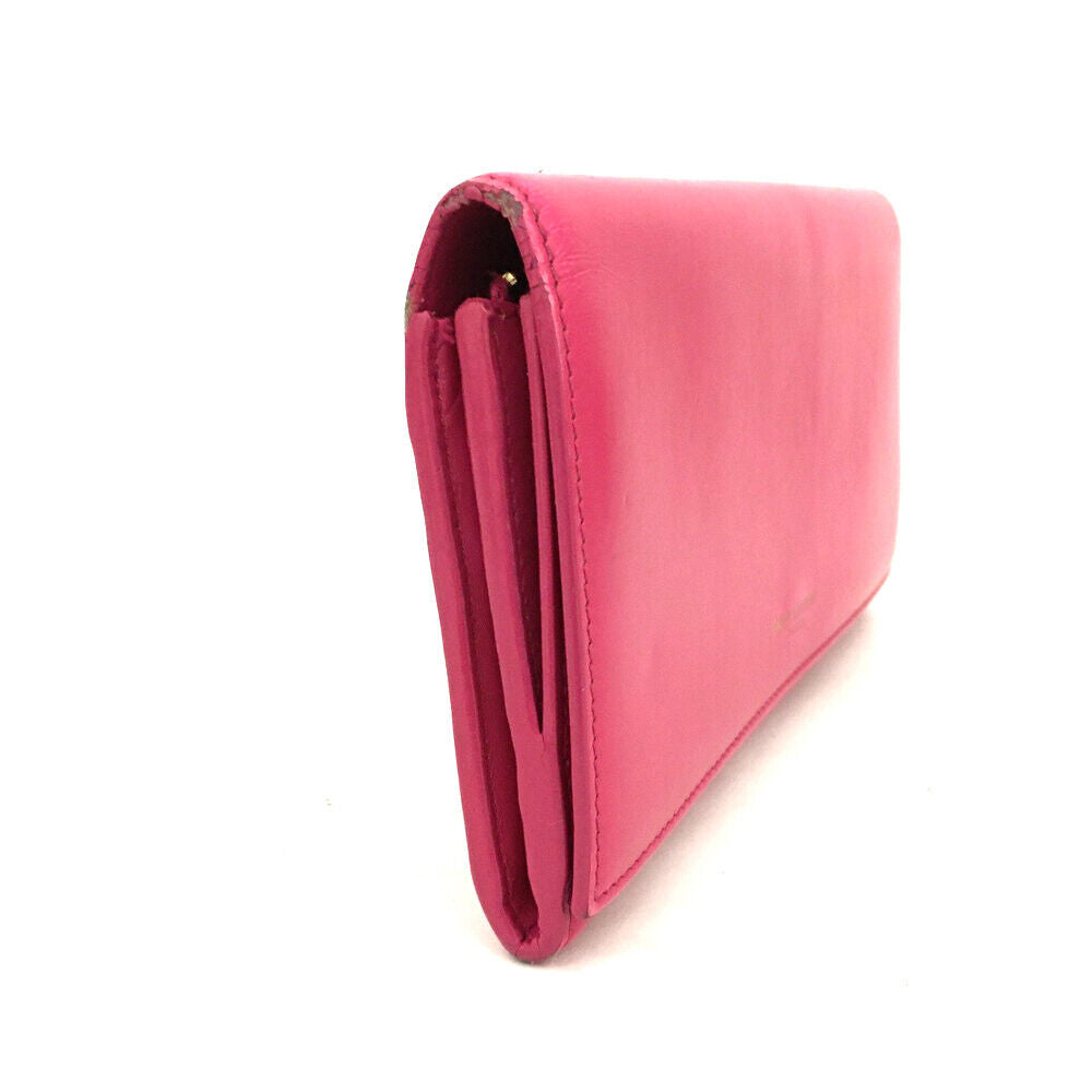 SAINT LAURENT Calfskin Classic Large Marquage Flap Wallet Pink