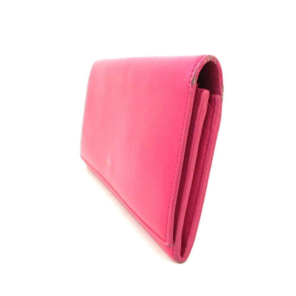 SAINT LAURENT Calfskin Classic Large Marquage Flap Wallet Pink