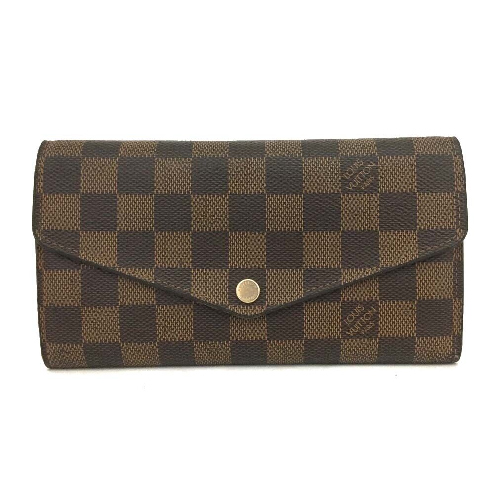 USED $720 LOUIS VUITTON Damier Ebene Sarah Wallet NM Rose Ballerine