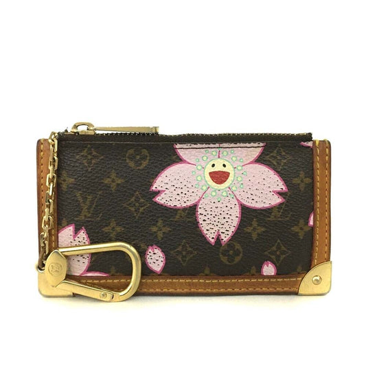 LOUIS VUITTON Monogram Cherry Blossom Key Pouch Brown
