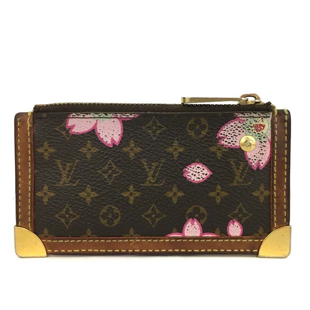 LOUIS VUITTON Monogram Cherry Blossom Key Pouch Brown