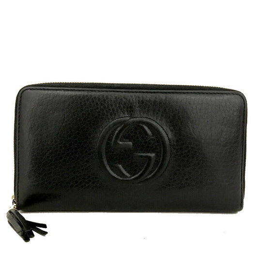 GUCCI Calfskin Soho Zip Around Wallet Black