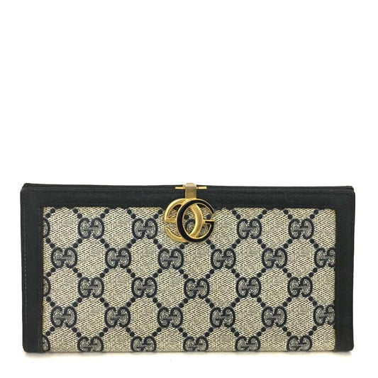 GUCCI Monogram Interlocking GG Continental Wallet Navy Blue