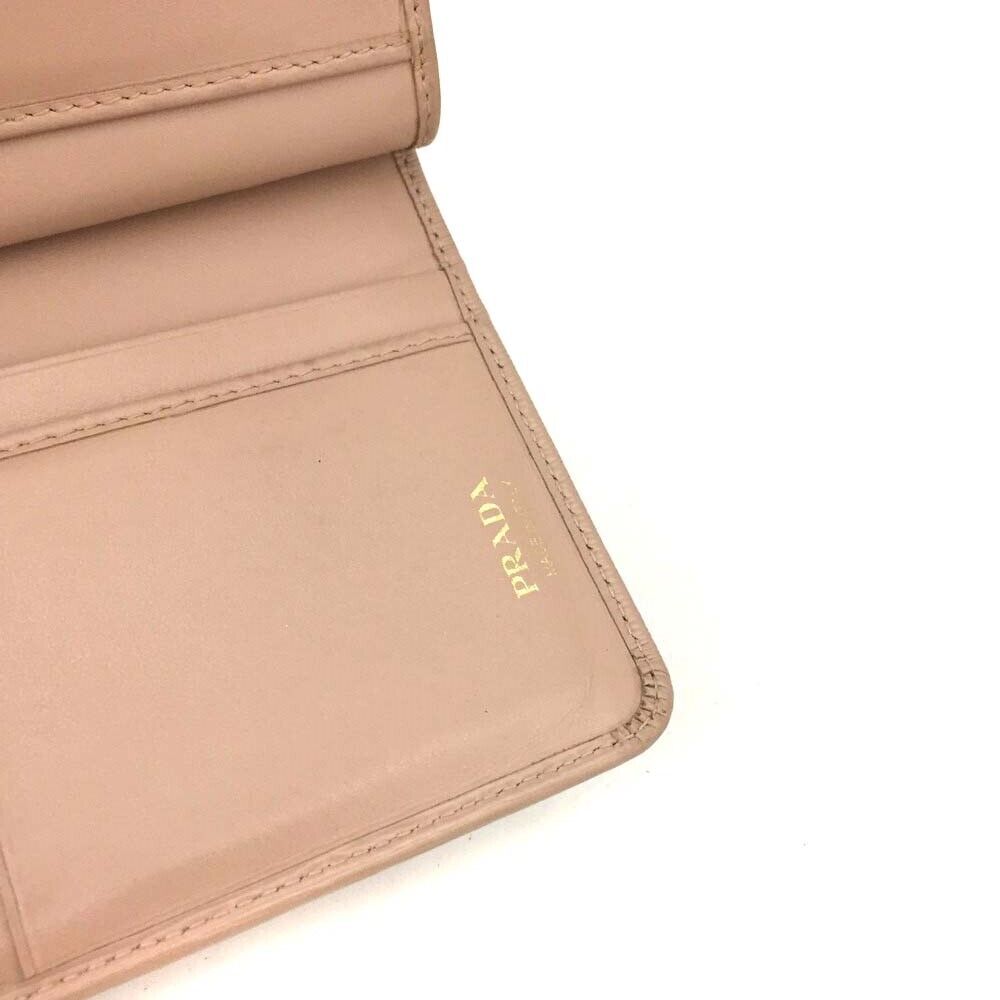 Prada Saffiano Metal Compact Wallet Cammeo