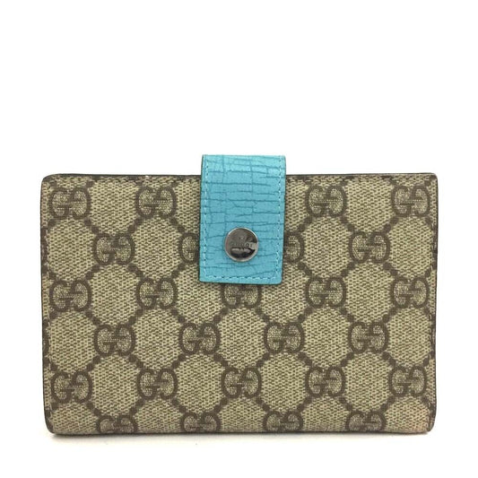 Gucci GG Plus Monogram Flap Wallet Blue Compact Kisslock