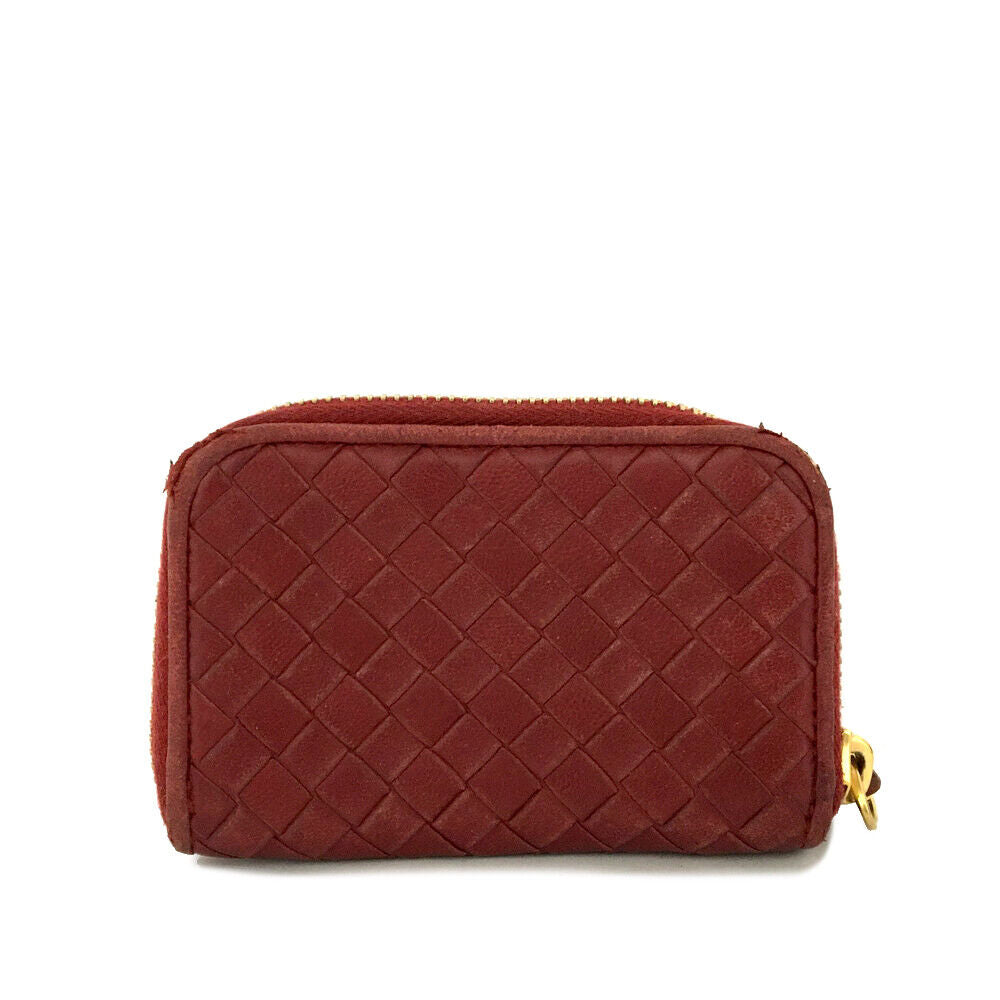 BOTTEGA VENETA Nappa Intrecciato Zip Around Coin Purse Red