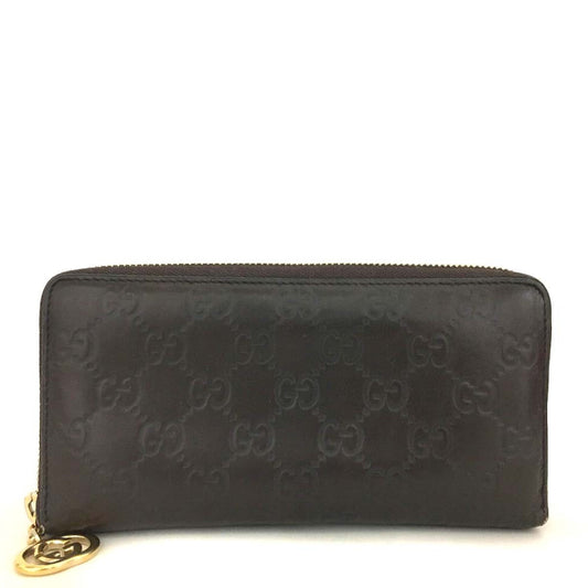 GUCCI Guccissima GG Pierce Zip Around Wallet Dark Brown