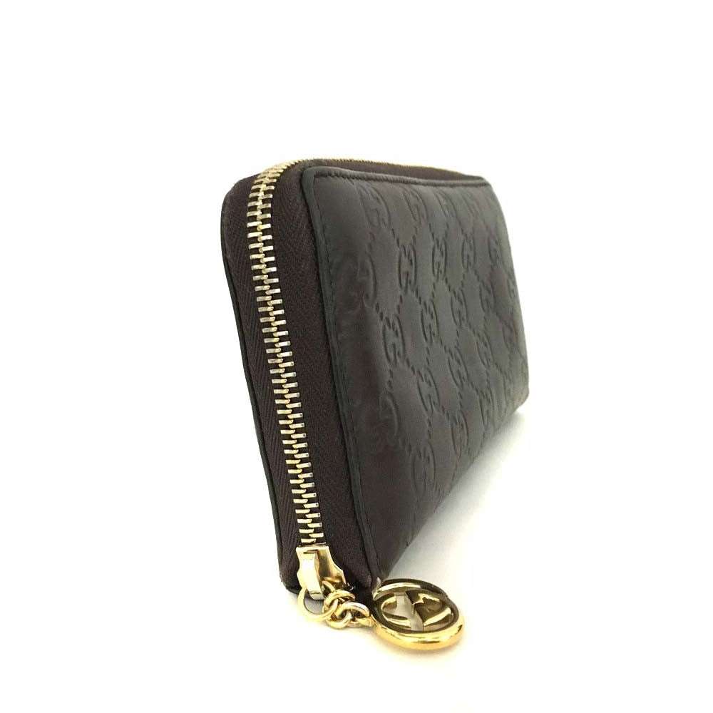 GUCCI Guccissima GG Pierce Zip Around Wallet Dark Brown