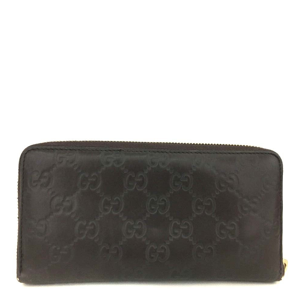 GUCCI Guccissima GG Pierce Zip Around Wallet Dark Brown