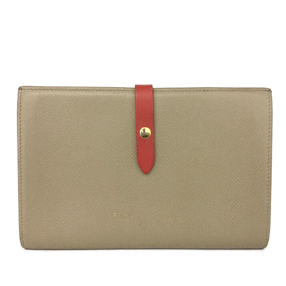 CELINE Calfskin Large Multifunction Strap Wallet Red