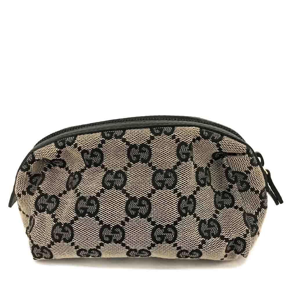 GUCCI Monogram Small Cosmetic Case Dark Brown