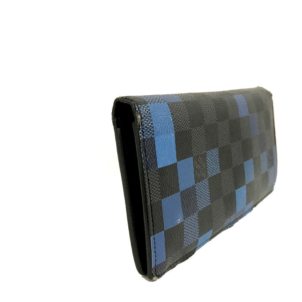 LOUIS VUITTON Damier Graphite Pixel Brazza Wallet Blue TA4126