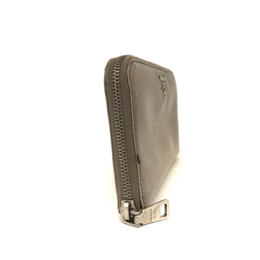 Prada  Spazzolato Zip Around Wallet Silver