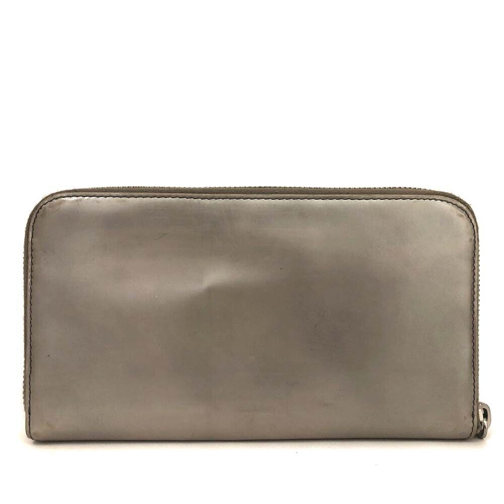 Prada  Spazzolato Zip Around Wallet Silver