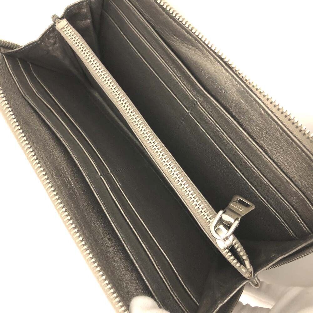 Prada  Spazzolato Zip Around Wallet Silver