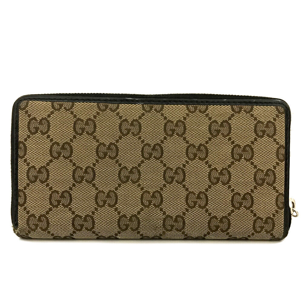 Gucci  Monogram Margaux Calfskin Lovely Zip Around Wallet Beige Ebony Cocoa