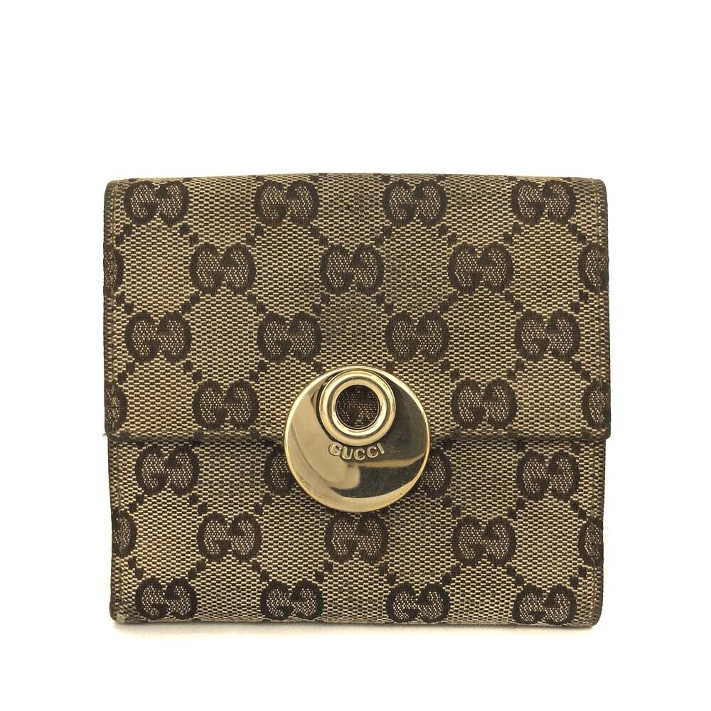 PRE-ORDER GUCCI GG Logo Canvas Leather Bifold Wallet Beige