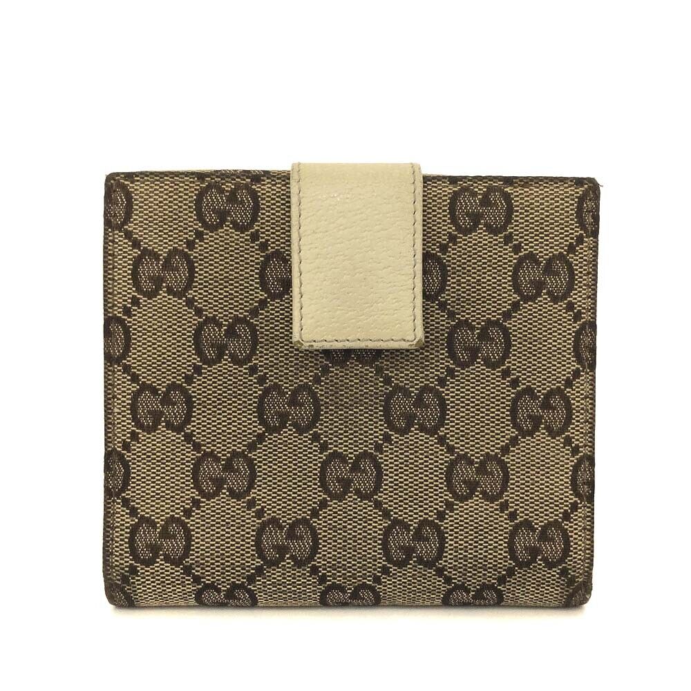 PRE-ORDER GUCCI GG Logo Canvas Leather Bifold Wallet Beige