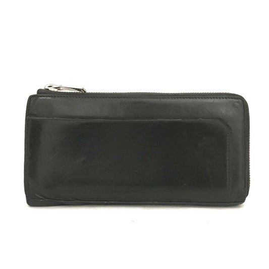 Saint Laurent Logo Leather Zip Around Long Wallet Black