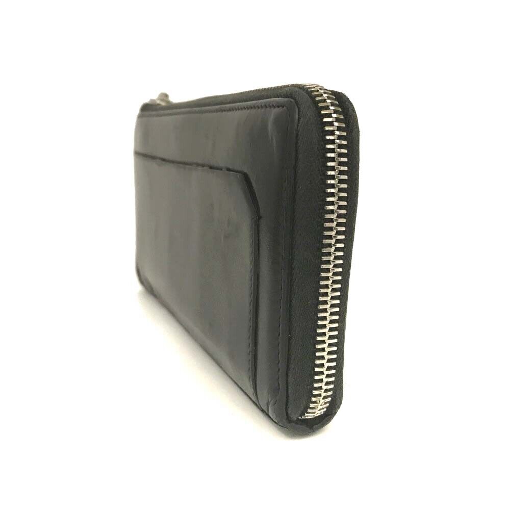 Saint Laurent Logo Leather Zip Around Long Wallet Black