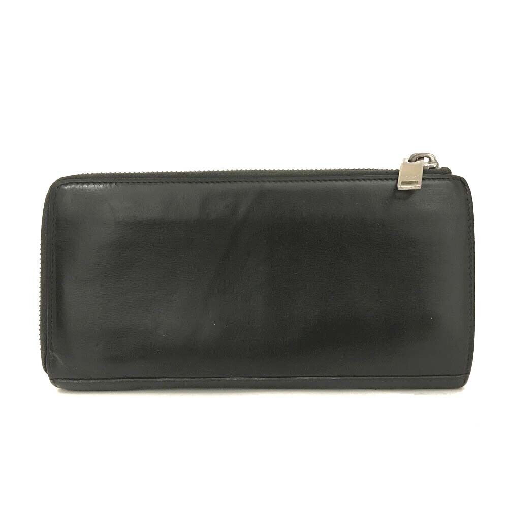 Saint Laurent Logo Leather Zip Around Long Wallet Black